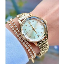 Ferrucci Jübile Kordon Kesme Camlı Çelik Kadın Kol Saat+Bileklik Hediyeli