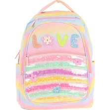Kaukko Kids Simli Pullu Love Baskılı Kız Çocuk Dört Bölmeli Okul Çantası - L5214