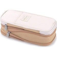 Streak Kalem Kutusu Kahve Renkli Seyahat Kırtasiye Makyaj Çantası Dayanıklı Kumaş Düzenleyici