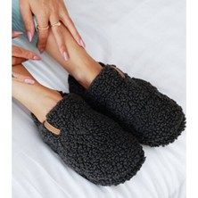 Peluche Anthracite Teddy Women Slipper Kadın Günlük Ev Pandufu Ted-Kat Gri