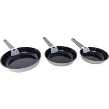 15016 - 3 Parça, Indüksiyonlu Ocak Uyumlu, Döküm, Seramik, ( 20 - 24 - 28 cm ) Tava Seti Siyah