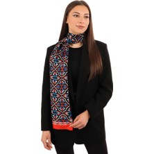 Kırmızı Sarmaşık Desen Vual Ipek Fular