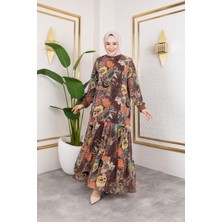 Kadın Astarlı Şifon Desenli Elbise