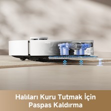D20 Ultra Robot Süpürge Beyaz, 13,000PA Emiş Gücü, Duoscrub™ Paspaslama Sistemi