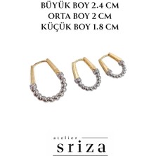 Atelier Sriza Çift Renkli Düz Çelik Küpe - Orta Boy 2 cm