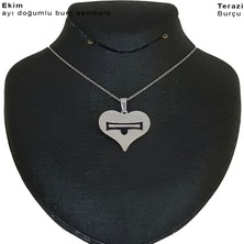 Archin Ekim  Ayı  Doğumlarına Özel Kalp Motifli 925  Ayar Gümüş Plakalı Zincirli Hediyelik Kolye-456 Ay