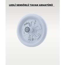 18W Ledli Sensörlü Tavan Armatürü 6500K Beyaz Işık -  Cam / Metal