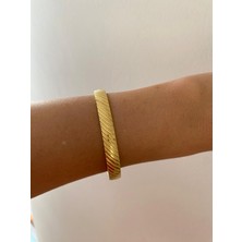 Çizgili Desenli Gold Çelik Kelepçe