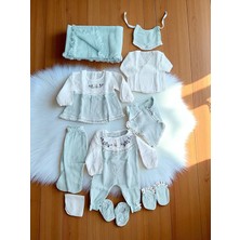 Kız Bebek Pamuklu Müslin Kumaş Çiçek Nakışlı 10LU Hastane Çıkışı