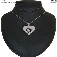 Archin Balık  Burçlarına Özel Zincirli Kalp Motifli 925  Ayar Gümüş Plakalı Hediyelik Kolye-456 Burç