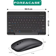 Forzacase Samsung Galaxy Tab S9 ile Uyumlu Bluetooth Kablosuz Klavye Mouse + Tablet Standı - FC1088
