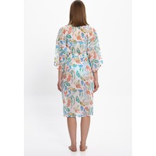 Kadın Çok Renkli Geometrik Uzun Kimono 25PL15ST