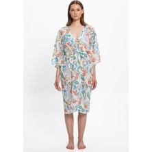 Kadın Çok Renkli Geometrik Uzun Kimono 25PL15ST