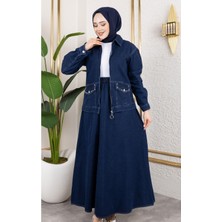 Kadın 2li Takım Kot Ceket ve Beli Lastikli Etek