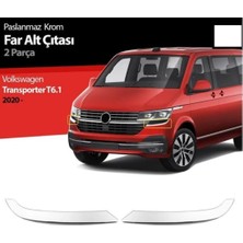 Vw Volkswagen Transporter T6.1 Uyumlu Far Alt Çıta 2 Parça 2020 ve Sonrası Paslanmaz Krom