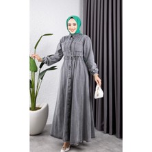 Kadın Belden Lastikli Cep Detaylı Kot Elbise