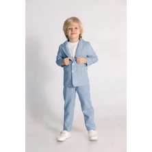 Yazlık 3 Parça Ceketli Keten Erkek Çocuk Takım