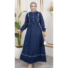 Kadın Püsküllü Denim Kot Elbise