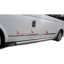 Vw Volkswagen Transporter T6 Uyumlu Uzun Şasi Yan Kapı Çıtası 7 Parça 2015 ve Sonrası Paslanmaz Krom