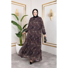 Kadın Astarlı Şifon Desenli Elbise