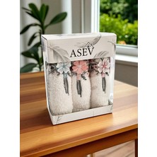 30X50 cm Güpür Çiçek Işlemeli 3lü Mutfak Havlusu | El Havlusu | Yüz Havlusu Seti