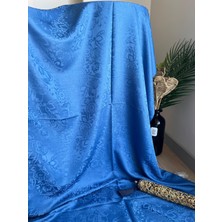 Vavscarfs Sarmaşık Etnik Desen Pamuk Jakar Şal Indigo