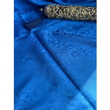Vavscarfs Sarmaşık Etnik Desen Pamuk Jakar Şal Indigo