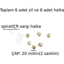 Yılbaşı Ağaç Süs Hobi Zilli Çok Amaçlı Etkinlik Doğum Günü Zil Dekoratif Kedi Köpek Büyük Zili 6 Adet Zil Çap 2 Santim