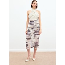 Desenli Keten Kalem Etek - Taş