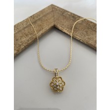 Xuping Jewelry 14 Ayar Altın Kaplama Zirkon Taşlı Çiçek Kolye
