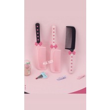 Pembe Fiyonklu Ribbon Y2K Lolita 1 Adet Saç Tarama Fırçası Tarak