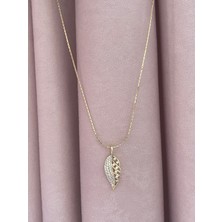 Xuping Jewelry 14 Ayar Altın Kaplama Zirkon Taşlı Yaprak Kolye
