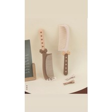 Kahverengi Taba Krem Fiyonklu Ribbon Y2K Lolita 1 Adet Saç Tarama Fırçası Tarak