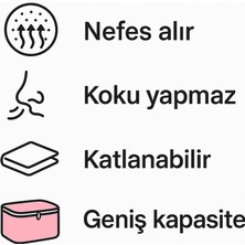 Bamer Home Tekstil Büyük Boy Hurç 95x43x40cm - Yorgan Battaniye Saklama - Fermuarlı Kumaş Hurç (Pembe)