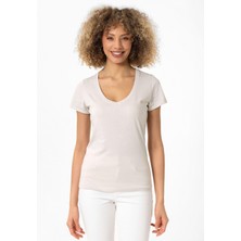 Christina Kadın Derin V Yaka Slim Fit T-Shirt