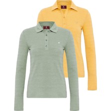 Henriette Kadın Slim Fit  Polo Yaka 2li T-Shirt