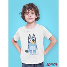 Bumeta Bluey Sevimli Köpek Kardeşler Bluey Çocuk Tişört T-Shirt