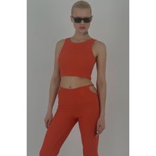 Kadın Pantolon Yanları Detaylı Crop Takım