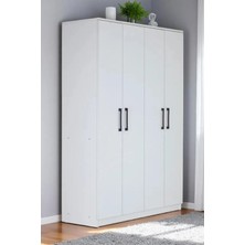 4 Kapılı Beyaz Gardırop Dolap T-900 120 x 174 x 45