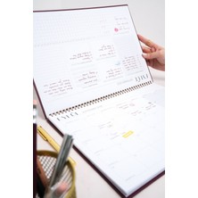 Matt Notebook 2025-2026 16 Aylık Akademik Masaüstü Planlayıcı Takvim 25X35 cm - Bordo