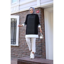 Kadın Mevsimlik Çizgili Triko Tunik