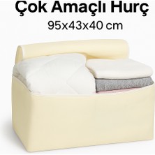 Bamer Home Tekstil Mega Boy Hurç 95x43x40cm - Yorgan Battaniye Saklama - Fermuarlı Kumaş Hurç