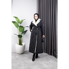 Kadın Astarlı Yandan Içi Kürklü Kapitone Uzun Mont