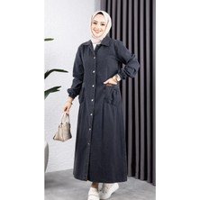 Kadın Düğmeli Cepli Yıkamalı Denim Kot Kap