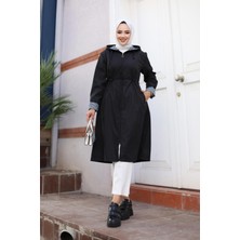 Kadın Fermuarlı Kısa Bondit Trençkot