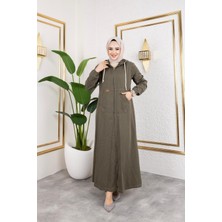 Kadın Fermuarlı Kapüşonlu Pamuk Gabardin Kap