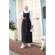 Harman Butik Kadın Askılı Kot Salopet Denim Malzeme ile Şık Tasarım ve Modern Desen