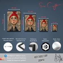 Soi Craft Çerçeveli Tablo Kırmızı Pom Pom Bere Sanatsal