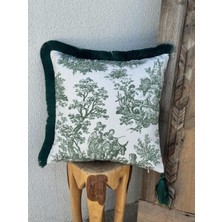 Toile De Jouy Kırlent Kılıfı Yeşil