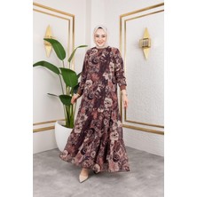 Kadın Astarlı Şifon Desenli Elbise